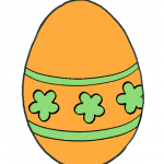 Decorazione di Pasqua – Uovo da appendere, arancione a strisce e fiori verdi