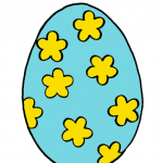 Decorazione di Pasqua – Uovo da appendere, azzurro a fiorellini gialli