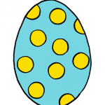 Decorazione di Pasqua – Uovo da appendere, azzurro a pois gialli