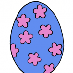Decorazione di Pasqua – Uovo da appendere, blu a fiorellini rosa
