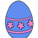 Decorazione di Pasqua – Uovo da appendere, blu a strisce e fiori rosa