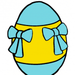 Decorazione di Pasqua – Uovo da appendere, azzurro con i fiocchetti