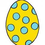 Decorazione di Pasqua – Uovo da appendere, giallo a pois azzurri