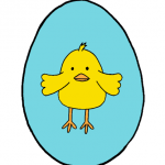 Decorazione di Pasqua – Uovo azzurro da appendere, Pulcino