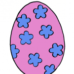 Decorazione di Pasqua – Uovo da appendere, rosa a fiorellini blu