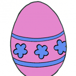 Decorazione di Pasqua – Uovo da appendere, rosa a strisce e fiori blu