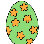 Decorazione di Pasqua – Uovo da appendere, verde a fiorellini arancioni