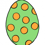 Decorazione di Pasqua – Uovo da appendere, verde a pois arancioni