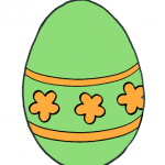 Decorazione di Pasqua – Uovo da appendere, verde a strisce e fiori arancioni