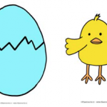 Decorazioni di Pasqua – Uovo azzurro con dentro il pulcino